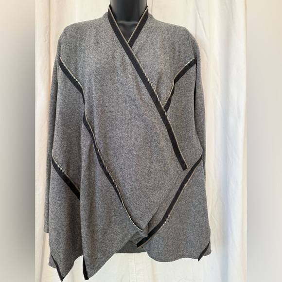 Jamison Women's Sz S Wool x Cashmere Blend Abstract Cardigan With Zipper Accents - Picture 2 of 5